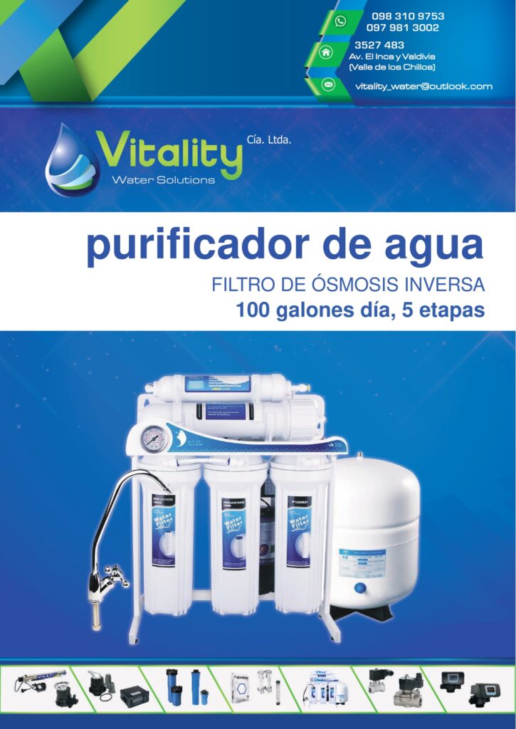 Purificador de agua 5 etapas 100 GPD tanque 4 g.