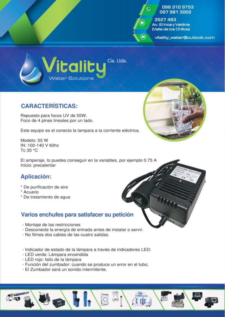 SET COMPLETO UV 55w 12gpm-BALASTRO LED